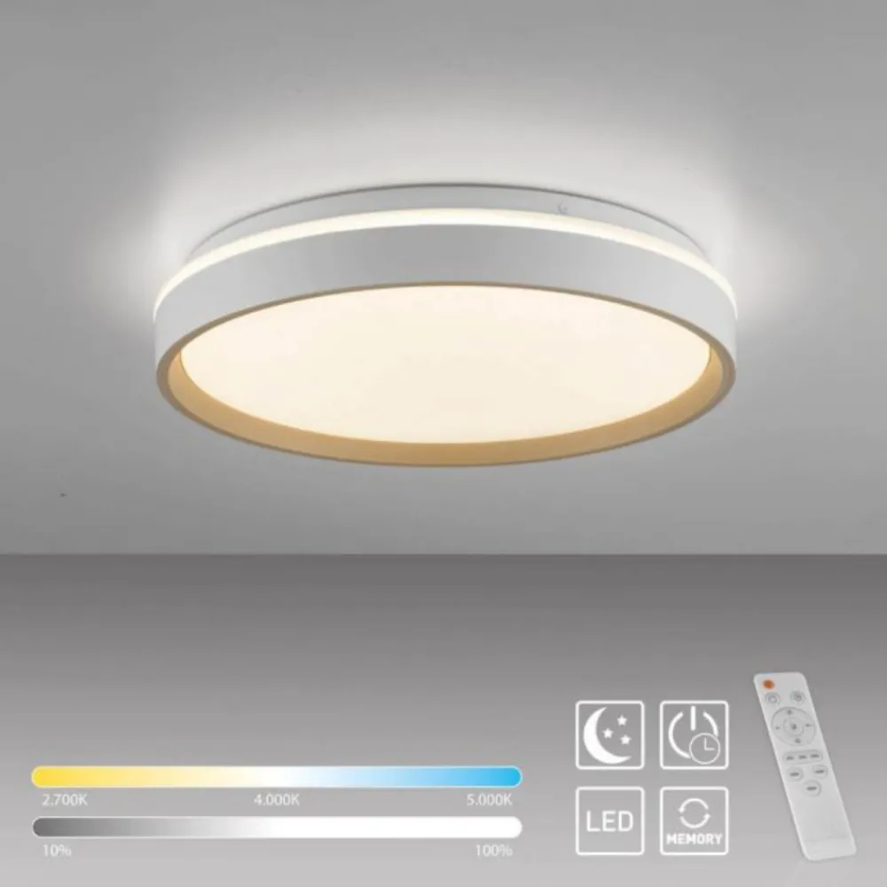 Plafoniere Moderne-Selezionato da Mazzolaluce Plafoniera rotonda bianco sabbia led 20w 2700k a 6500k cont elecomando