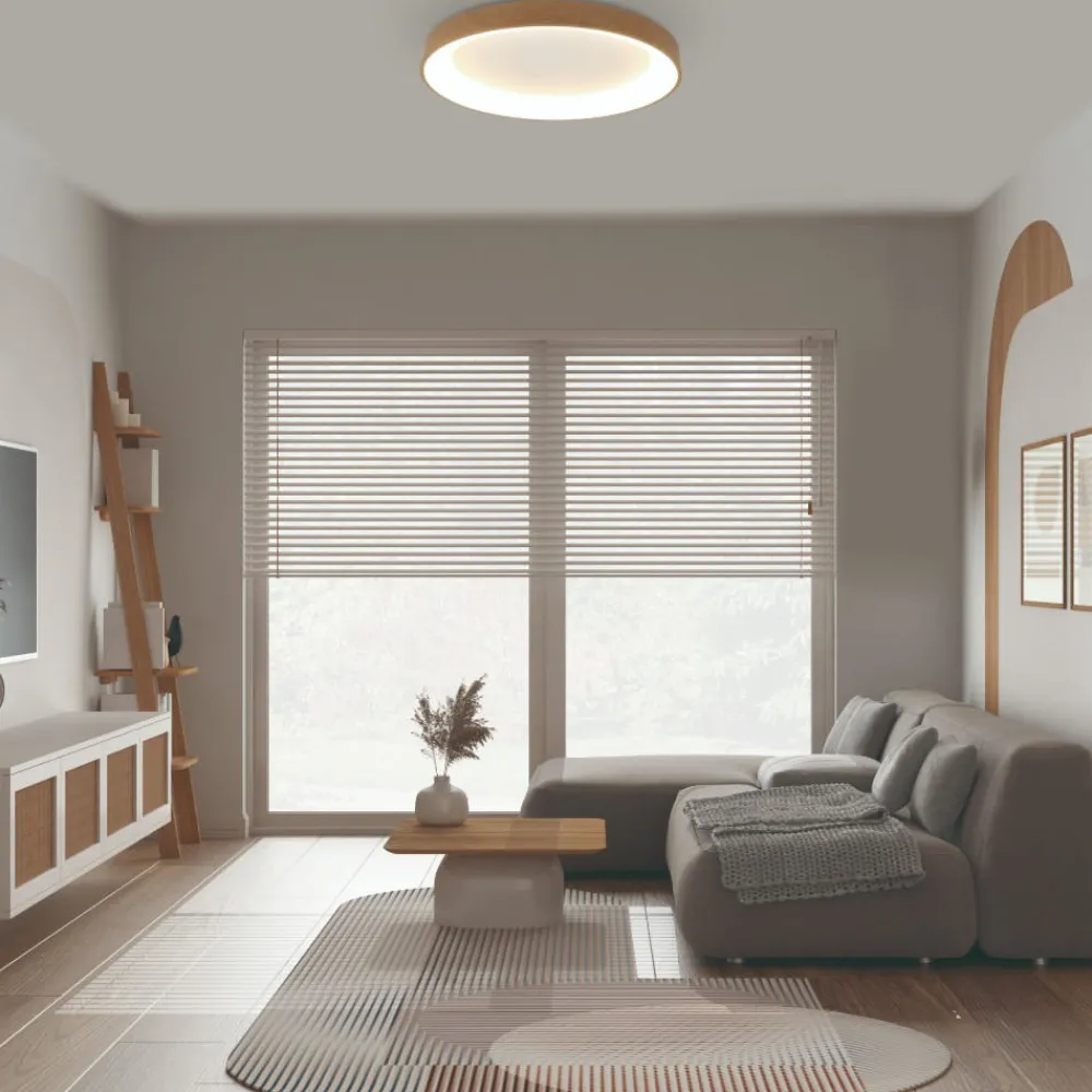 Plafoniere Moderne-Selezionato da Mazzolaluce Plafoniera rotonda 78cm effetto legno led 2700k a 5000k moderna