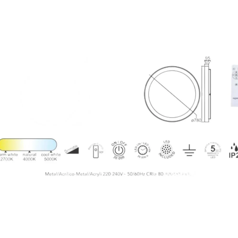 Plafoniere Moderne-Selezionato da Mazzolaluce Plafoniera rotonda 78cm effetto legno led 2700k a 5000k moderna