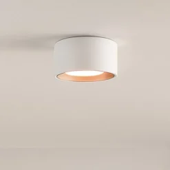 Plafoniere Moderne-Sforzin Illuminazione Plafoniera rotonda da soffitto gesso bianco interno rame sforzin nasso