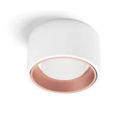 Plafoniere Moderne-Sforzin Illuminazione Plafoniera rotonda da soffitto gesso bianco interno rame sforzin nasso