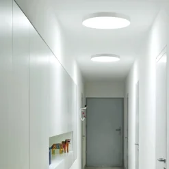Plafoniere Moderne-Linea Light Plafoniera rotonda box sr bianca led 48w 3000k