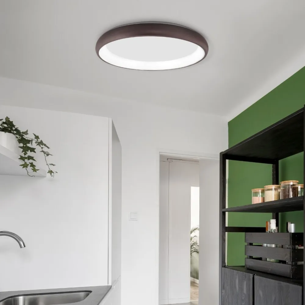 Plafoniere Moderne-Selezionato da Mazzolaluce Plafoniera rotonda marrone led 50w 3000k dimmerabile moderna