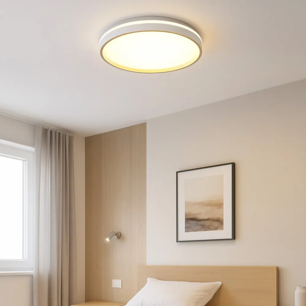 Plafoniere Moderne-Selezionato da Mazzolaluce Plafoniera rotonda moderna bianco oro led 55w cct con telecomando