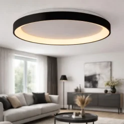 Plafoniere Moderne-Selezionato da Mazzolaluce Plafoniera rotonda nera 48cm led 38w 2700k dimmerabile moderna