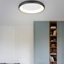 Plafoniere Moderne-Selezionato da Mazzolaluce Plafoniera rotonda nera 62cm per soggiorno moderna led dimmerabile