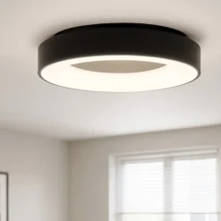 Plafoniere Moderne-Selezionato da Mazzolaluce Plafoniera rotonda nera led 3000k moderna 45cm 27w dimmerabile