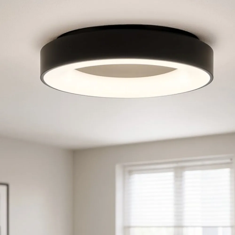 Plafoniere Moderne-Selezionato da Mazzolaluce Plafoniera rotonda nera led 3000k moderna 45cm 27w dimmerabile