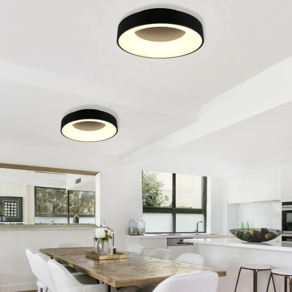 Plafoniere Moderne-Selezionato da Mazzolaluce Plafoniera rotonda nera led 3000k moderna 45cm 27w dimmerabile