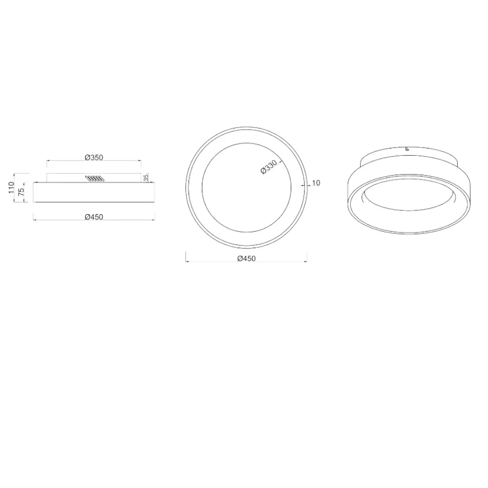 Plafoniere Moderne-Selezionato da Mazzolaluce Plafoniera rotonda nera led 3000k moderna 45cm 27w dimmerabile