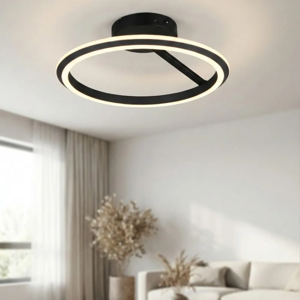 Plafoniere Moderne-Selezionato da Mazzolaluce Plafoniera rotonda nera moderna led dimmerabile da 2300k a 4000k