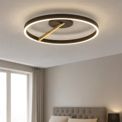 Plafoniere Moderne-Selezionato da Mazzolaluce Plafoniera rotonda nero e oro dimmerabile led da 3000k a 6000k con telecomando