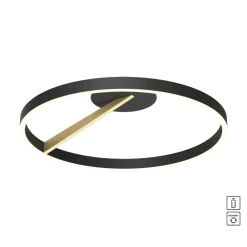 Plafoniere Moderne-Selezionato da Mazzolaluce Plafoniera rotonda nero e oro dimmerabile led da 3000k a 6000k con telecomando