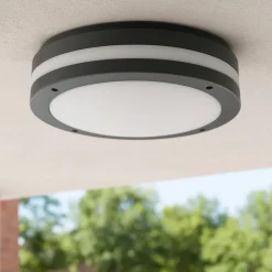 Plafoniere Da Esterno-Selezionato da Mazzolaluce Plafoniera rotonda per esterno moderna antracite 11w 3000k