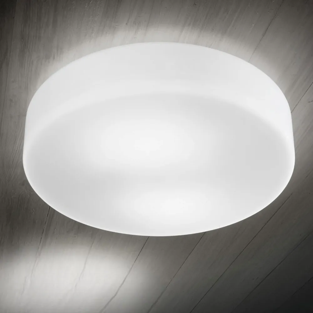 Plafoniere Moderne-Fabas Luce Plafoniera rotonda vetro bianco 30cm graff e27