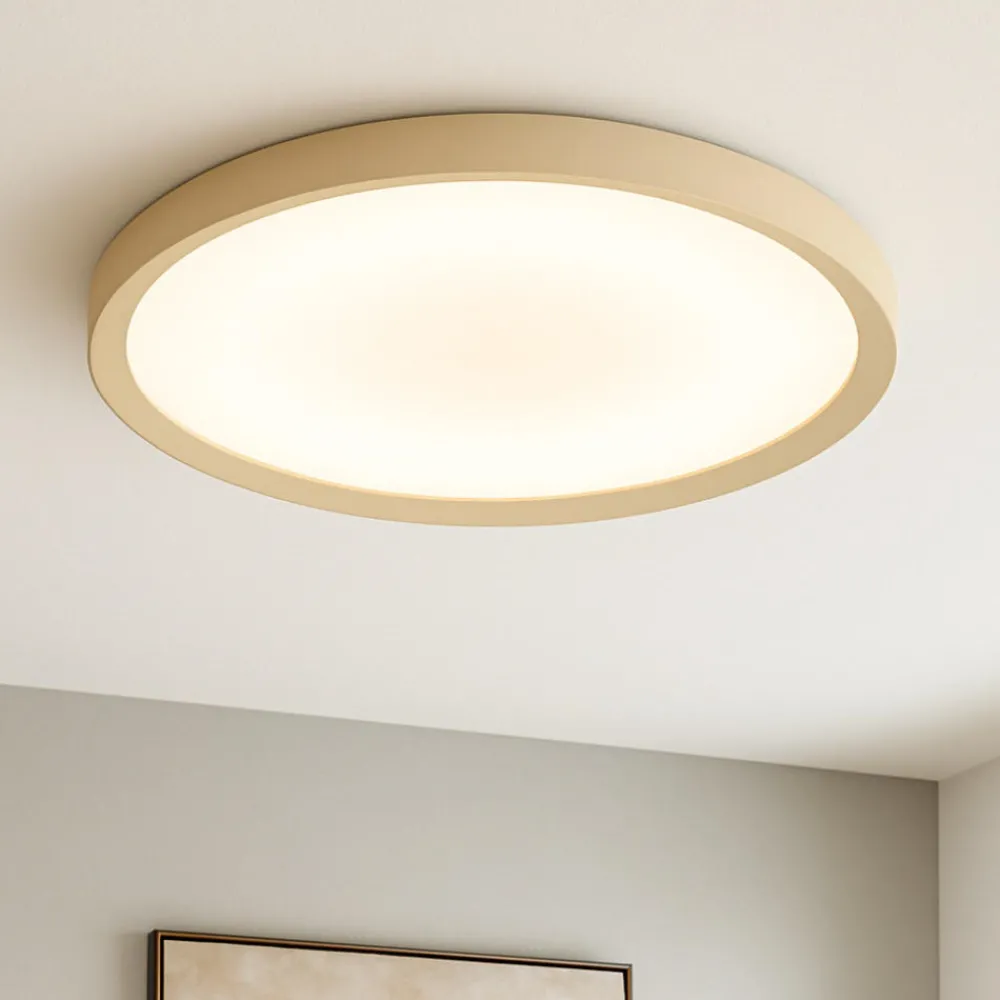 Plafoniere Moderne-Top Light Plafoniera sabbia rotonda per cucina biemissione luce led cct plana