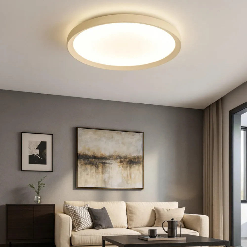 Plafoniere Moderne-Top Light Plafoniera sabbia rotonda per cucina biemissione luce led cct plana