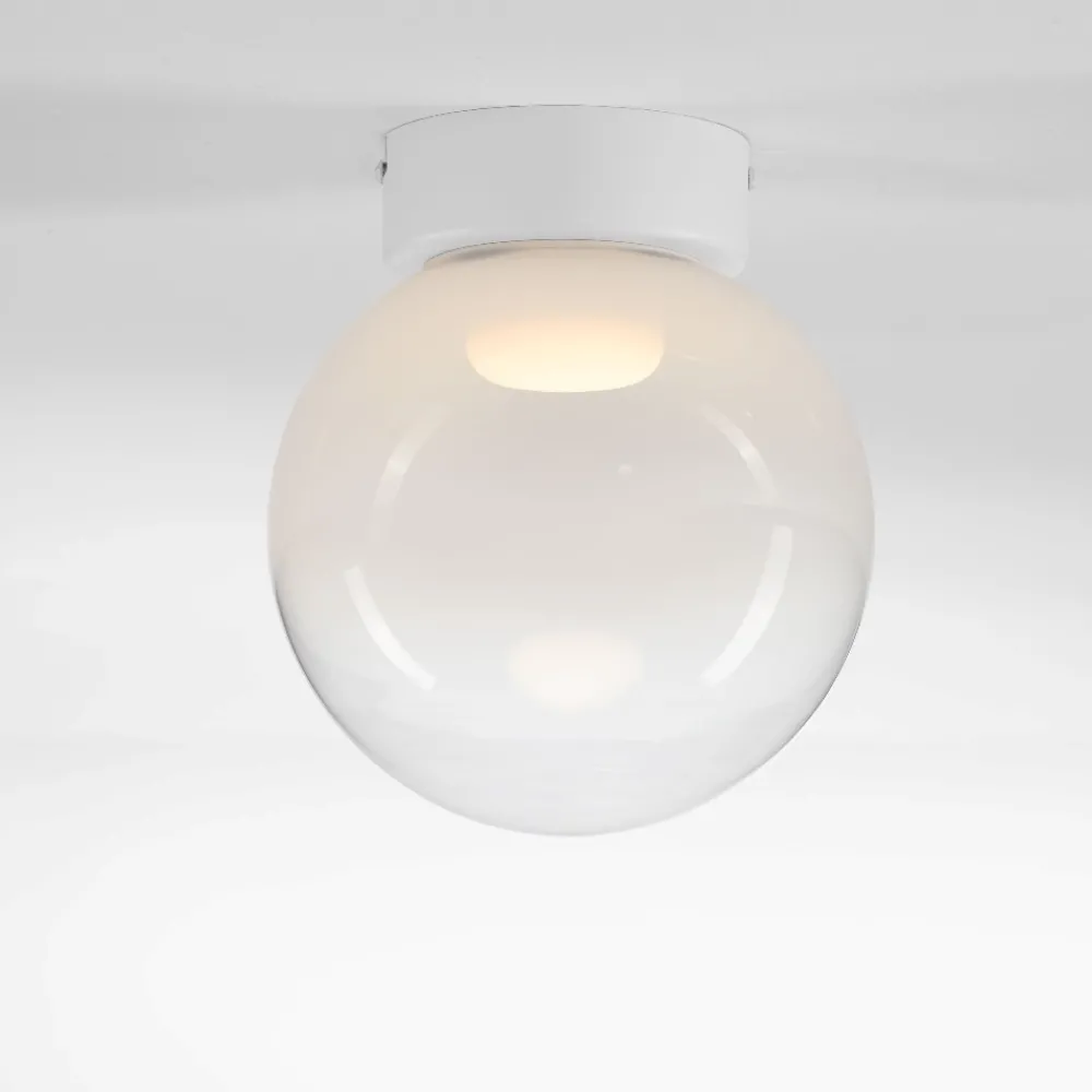 Plafoniere Moderne-Selezionato da Mazzolaluce Plafoniera sfera di vetro bianco sfumato da soffitto led 7w 3000k dimmerabile