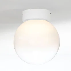 Plafoniere Moderne-Selezionato da Mazzolaluce Plafoniera sfera di vetro bianco sfumato da soffitto led 7w 3000k dimmerabile