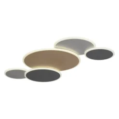 Plafoniere Moderne-Selezionato da Mazzolaluce Plafoniera smart cerchi nero oro grigio led 2700k a 5000k con telecomando
