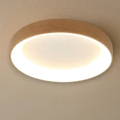 Plafoniere Moderne-Selezionato da Mazzolaluce Plafoniera smart 38cm anello led effetto legno 2700k-5000k con telecomando app