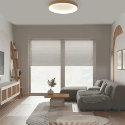 Plafoniere Moderne-Selezionato da Mazzolaluce Plafoniera smart 38cm anello led effetto legno 2700k-5000k con telecomando app