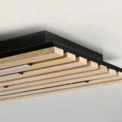 Plafoniere Moderne-Selezionato da Mazzolaluce Plafoniera smart di legno con pannello acustico led 2700k a 5000k con telecomando app