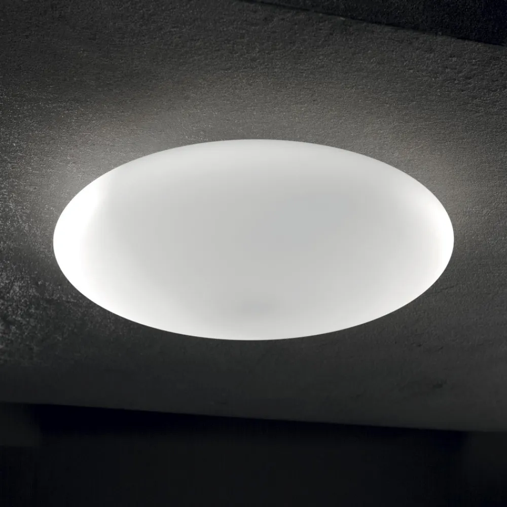 Plafoniere Moderne-Ideal Lux Plafoniera smarties pl1 d33 moderna disco vetro bianco