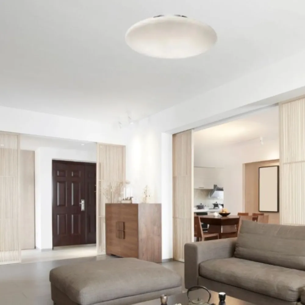 Plafoniere Moderne-Ideal Lux Plafoniera smarties pl1 d33 moderna disco vetro bianco