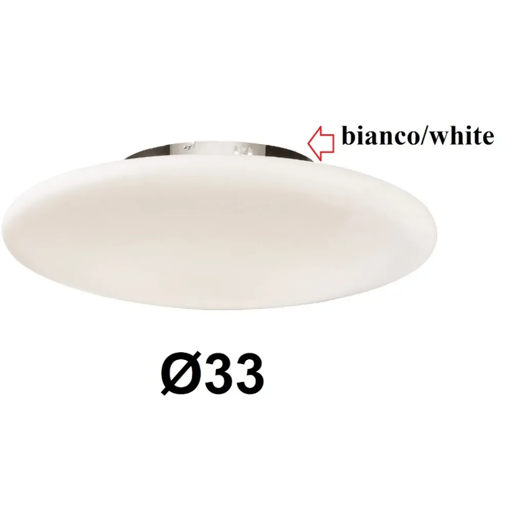 Plafoniere Moderne-Ideal Lux Plafoniera smarties pl1 d33 moderna disco vetro bianco