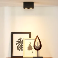 Plafoniere Moderne-Selezionato da Mazzolaluce Plafoniera sporgente 2 luci nera rettangolare