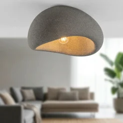 Plafoniere Moderne-Selezionato da Mazzolaluce Plafoniera stile wabi sabi grigio antracite design japandi per soggiorno