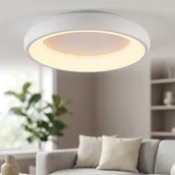 Plafoniere Moderne-Selezionato da Mazzolaluce Plafoniera tonda anello bianco 62cm moderna led dimemrabile