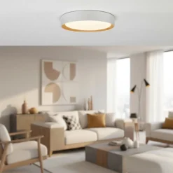 Plafoniere Moderne-Selezionato da Mazzolaluce Plafoniera tonda bianca 35cm led 30w 3000k dimmerabile legno
