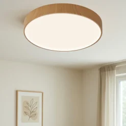 Plafoniere Moderne-Selezionato da Mazzolaluce Plafoniera tonda 50cm effetto legno led 40w 2700k 3300k 4000k dimmerabile