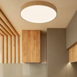 Plafoniere Moderne-Selezionato da Mazzolaluce Plafoniera tonda 50cm effetto legno led 40w 2700k 3300k 4000k dimmerabile