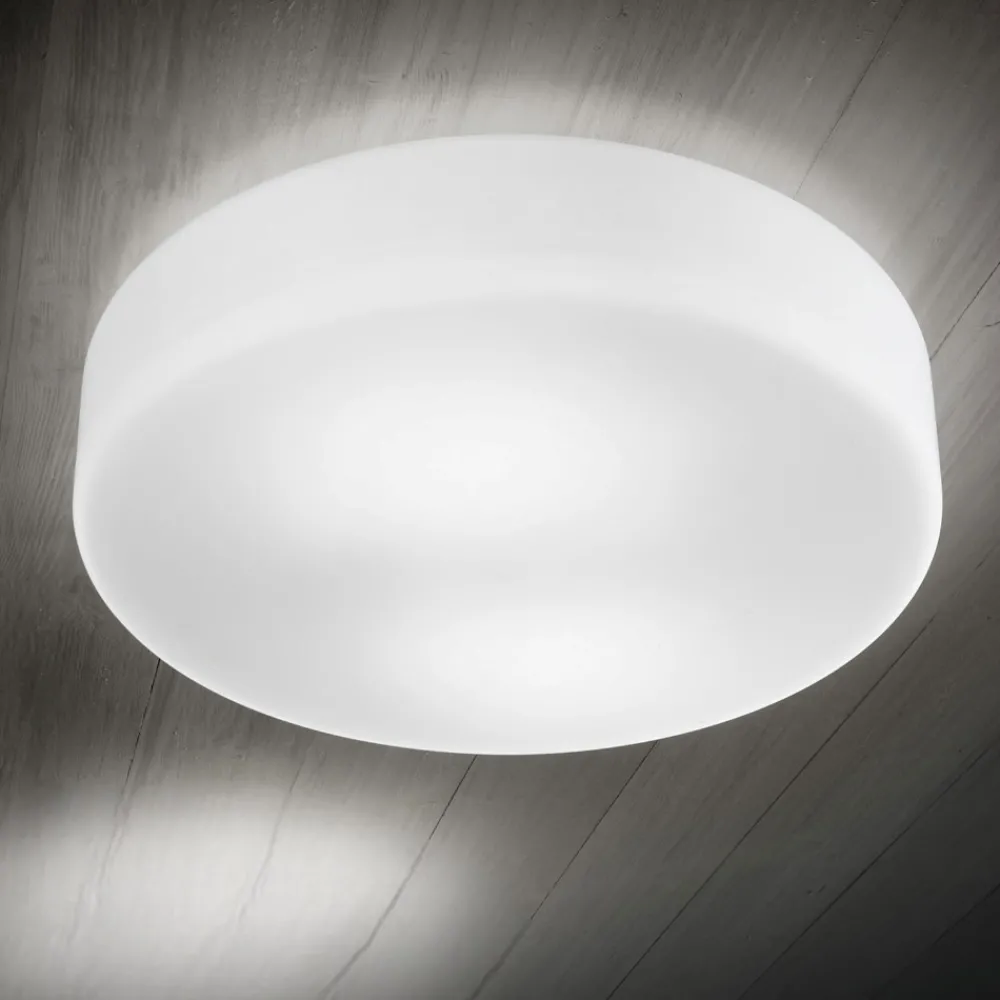 Plafoniere Moderne-Fabas Luce Plafoniera tonda 40cm vetro bianco graff e27