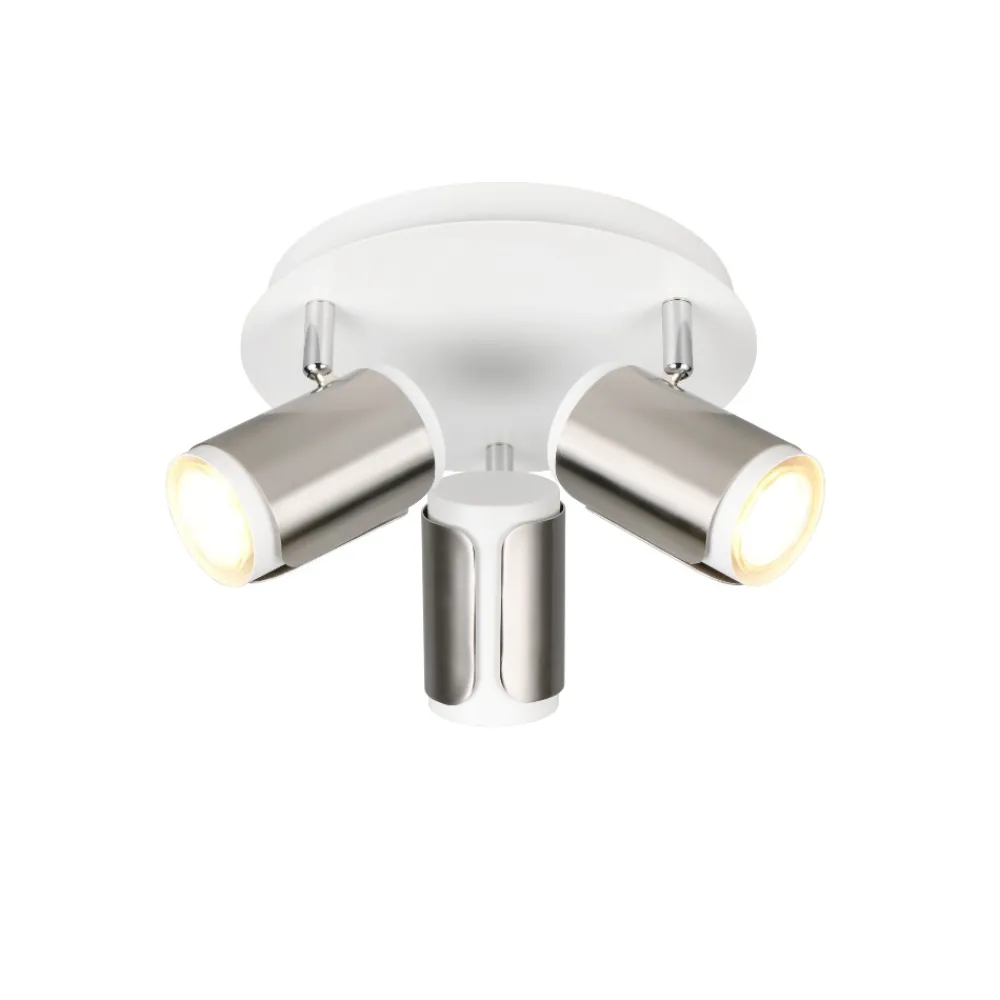 Plafoniere Moderne-Selezionato da Mazzolaluce Plafoniera tonda con luci spot orientabili bianco nickel