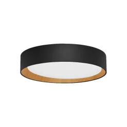 Plafoniere Moderne-Selezionato da Mazzolaluce Plafoniera tonda in metallo e legno nera led 3000k dimmerabile 35cm