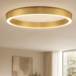 Plafoniere Moderne-Selezionato da Mazzolaluce Plafoniera tonda led triac dimmerabile 3000k 100cm ottone opaco