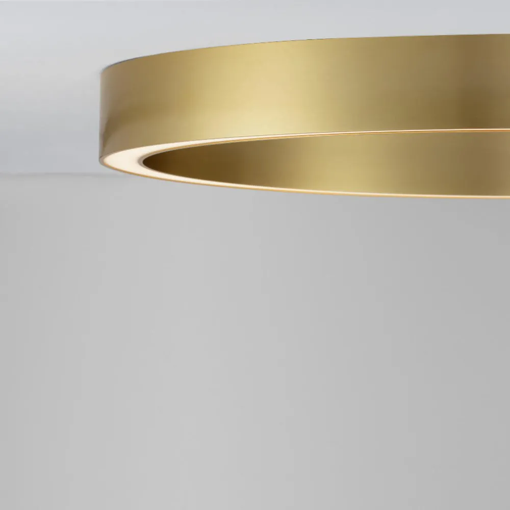 Plafoniere Moderne-Selezionato da Mazzolaluce Plafoniera tonda led triac dimmerabile 3000k 100cm ottone opaco