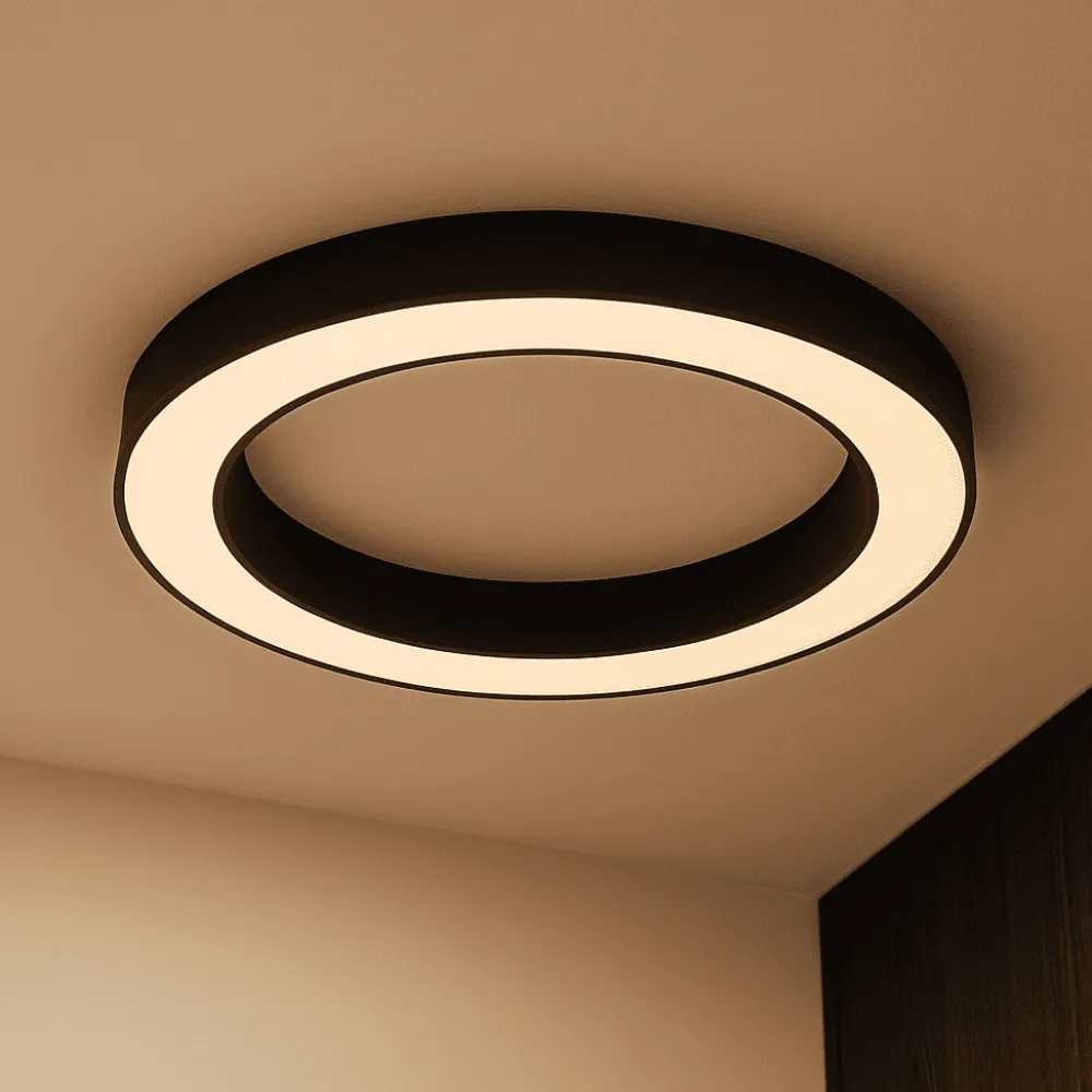 Plafoniere Moderne-Ondaluce Plafoniera tonda moderna nera 60cm led dimmerabile globus