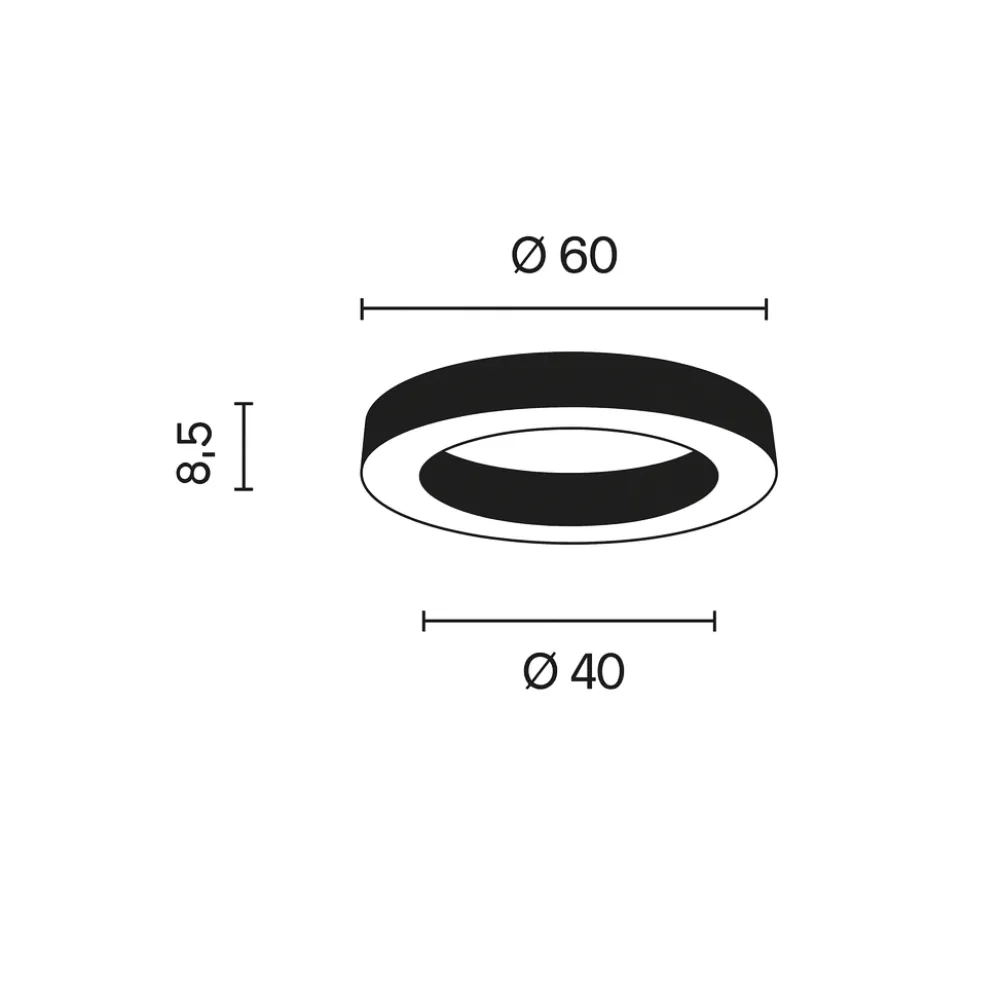 Plafoniere Moderne-Ondaluce Plafoniera tonda moderna nera 60cm led dimmerabile globus