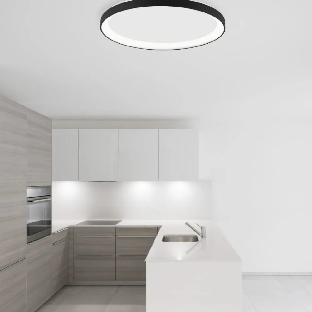 Plafoniere Moderne-Selezionato da Mazzolaluce Plafoniera tonda nera 38cm 30w dimmerabile moderna