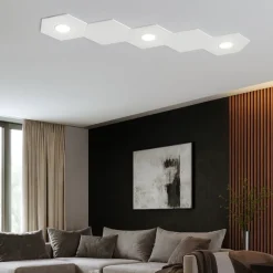 Plafoniere Moderne-Top Light Plafoniera toplight bianca led moderna 3 luci + 2 piastre