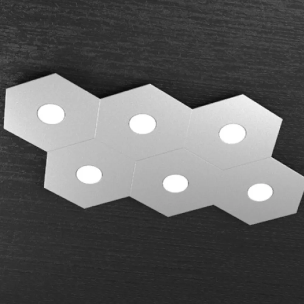 Plafoniere Moderne-Top Light Plafoniera hexagon 6 luci grigio per cucina moderna