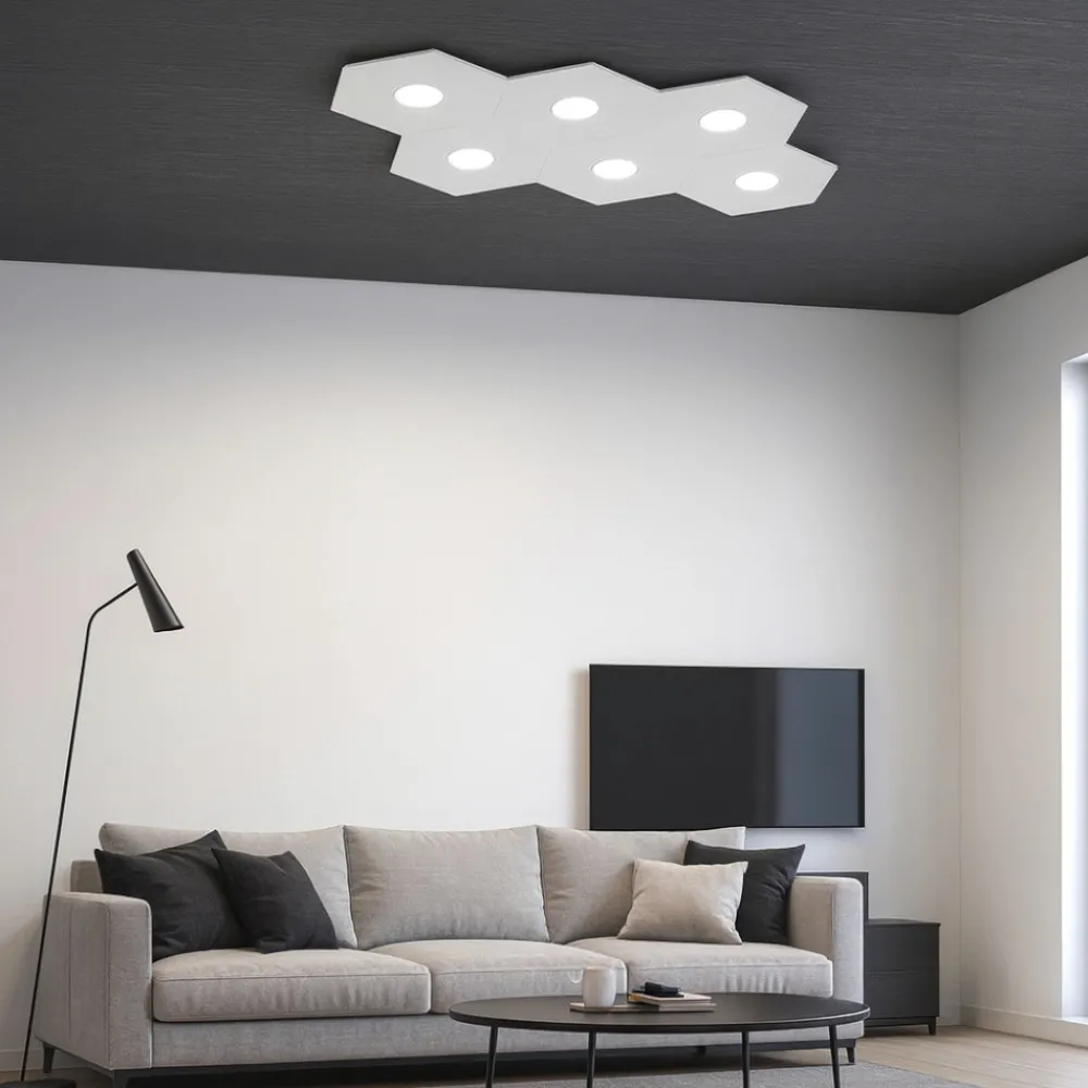 Plafoniere Moderne-Top Light Plafoniera hexagon 6 luci grigio per cucina moderna