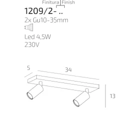 Plafoniere Moderne-Top Light Plafoniera toplight sabbia moderna due luci orientabili