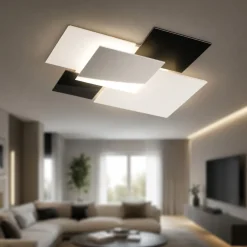 Plafoniere Moderne-Top Light Plafoniera shadow cromo moderna bianco nero rettangolare