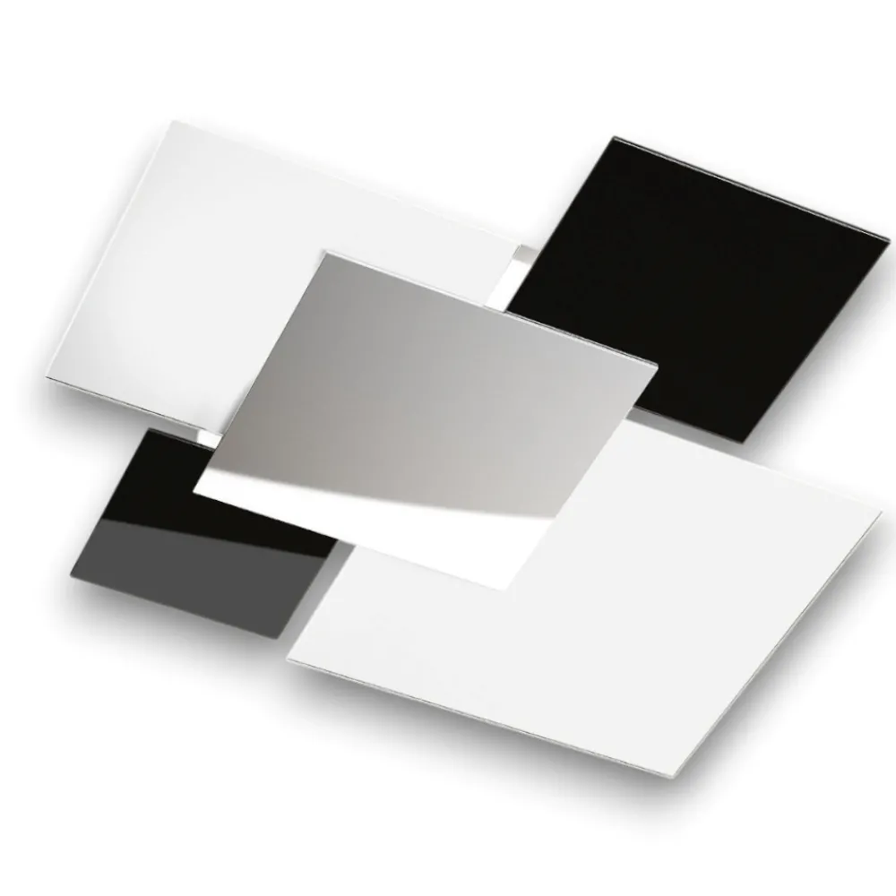 Plafoniere Moderne-Top Light Plafoniera shadow cromo moderna bianco nero rettangolare